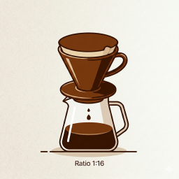 Coffee Ratio Calculator Logo of a pour-over coffee brew